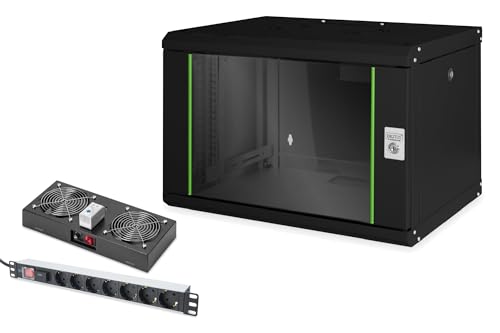 DIGITUS Set: 19" 7HE Netzwerkschrank + Dachlüfter + 7-Port Steckdosenleiste // 19 Zoll Rack – Wandmontage – 450mm Tiefe – Traglast 100kg – Nutztiefe 305-370 mm – Unique Serie – Schwarz DIGITUS Set: 19" 7HE Netzwerkschrank + Dachlüfter + 7-Port Steckdosenleiste // 19 Zoll Rack – Wandmontage – 450mm Tiefe – Traglast 100kg – Nutztiefe 305-370 mm – Unique Serie – Schwarz von DIGITUS