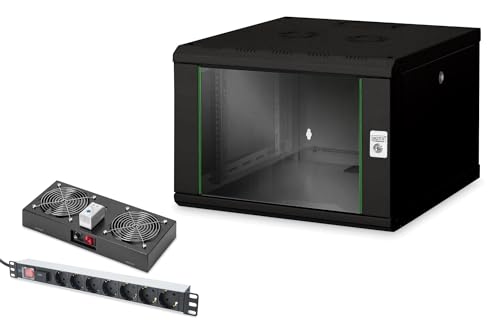 DIGITUS Set: 19" 7HE Netzwerkschrank + Dachlüfter + 7-Port Steckdosenleiste // 19 Zoll Rack – Wandmontage – 600mm Tiefe – Traglast 100kg – Nutztiefe 305-450 mm – Unique Serie – Schwarz DIGITUS Set: 19" 7HE Netzwerkschrank + Dachlüfter + 7-Port Steckdosenleiste // 19 Zoll Rack – Wandmontage – 600mm Tiefe – Traglast 100kg – Nutztiefe 305-450 mm – Unique Serie – Schwarz von DIGITUS