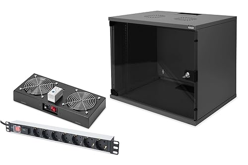 DIGITUS Set: 19" 9HE Netzwerkschrank + Dachlüfter + 7-Port Steckdosenleiste // 19 Zoll Rack – Unmontiert – Wandmontage – 400 mm Tiefe – Traglast 60 kg – Nutztiefe 170-270 mm – SOHO Serie – Schwarz DIGITUS Set: 19" 9HE Netzwerkschrank + Dachlüfter + 7-Port Steckdosenleiste // 19 Zoll Rack – Unmontiert – Wandmontage – 400 mm Tiefe – Traglast 60 kg – Nutztiefe 170-270 mm – SOHO Serie – Schwarz von DIGITUS