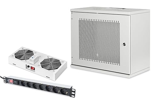 DIGITUS Set: 19" 9HE Netzwerkschrank + Dachlüfter + 7-Port Steckdosenleiste // 19 Zoll Rack – Unmontiert – Wandmontage – 400 mm Tiefe – Traglast 60 kg – Nutztiefe 170-270 mm – SOHO Serie – Stahltür DIGITUS Set: 19" 9HE Netzwerkschrank + Dachlüfter + 7-Port Steckdosenleiste // 19 Zoll Rack – Unmontiert – Wandmontage – 400 mm Tiefe – Traglast 60 kg – Nutztiefe 170-270 mm – SOHO Serie – Stahltür von DIGITUS