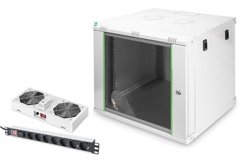 DIGITUS Set: 19" 9HE Netzwerkschrank + Dachlüfter + 7-Port Steckdosenleiste // 19 Zoll Rack – Wandmontage – 450mm Tiefe – Traglast 60kg – Nutztiefe 335-380 mm – Dynamic Basic Serie – Grau DIGITUS Set: 19" 9HE Netzwerkschrank + Dachlüfter + 7-Port Steckdosenleiste // 19 Zoll Rack – Wandmontage – 450mm Tiefe – Traglast 60kg – Nutztiefe 335-380 mm – Dynamic Basic Serie – Grau von DIGITUS
