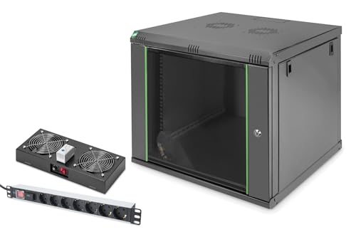 DIGITUS Set: 19" 9HE Netzwerkschrank + Dachlüfter + 7-Port Steckdosenleiste // 19 Zoll Rack – Wandmontage – 450mm Tiefe – Traglast 60kg – Nutztiefe 335-380 mm – Dynamic Basic Serie – Schwarz DIGITUS Set: 19" 9HE Netzwerkschrank + Dachlüfter + 7-Port Steckdosenleiste // 19 Zoll Rack – Wandmontage – 450mm Tiefe – Traglast 60kg – Nutztiefe 335-380 mm – Dynamic Basic Serie – Schwarz von DIGITUS