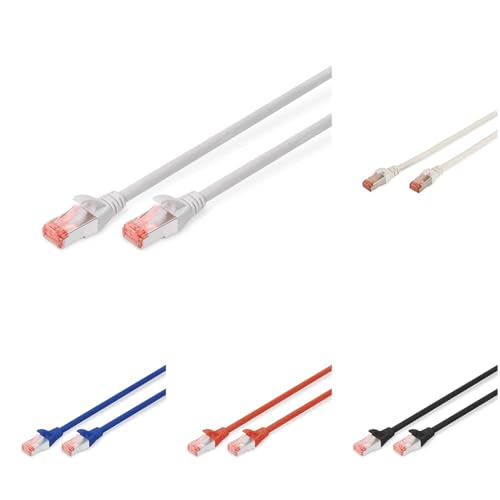 DIGITUS Set: Netzwerkkabel Cat 6 – 10m – 10 Stück – RJ45 Stecker – S/FTP Geschirmt – Ethernet Kabel, LAN Kabel – Kompatibel zu Cat 6A & Cat 7 – 2x Grau / 2x Weiß / 2x Schwarz / 2x Rot / 2x Blau von DIGITUS