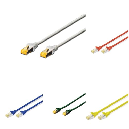 DIGITUS Set: Netzwerkkabel Cat 6A – 10m – 10 Stück – RJ45 Stecker – S/FTP Geschirmt – Ethernet Kabel, LAN Kabel – Kompatibel zu Cat 6 & Cat 7 – 2x Grau / 2x Rot / 2x Gelb / 2x Grün / 2x Blau von DIGITUS