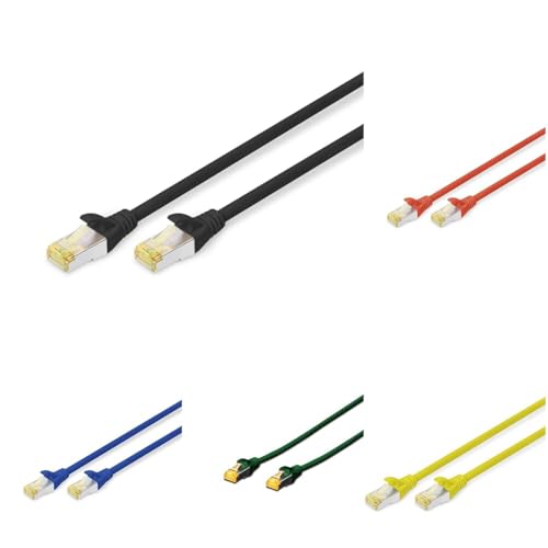 DIGITUS Set: Netzwerkkabel Cat 6A – 10m – 10 Stück – RJ45 Stecker – S/FTP Geschirmt – Ethernet Kabel, LAN Kabel – Kompatibel zu Cat 6 & Cat 7 – 2x Schwarz / 2x Rot / 2x Gelb / 2x Grün / 2x Blau von DIGITUS