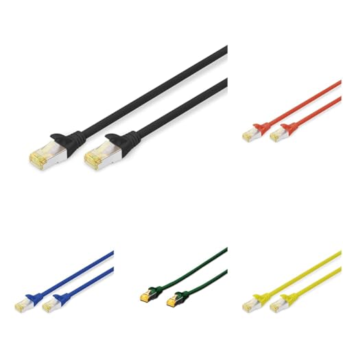 DIGITUS Set: Netzwerkkabel Cat 6A – 2m – 10 Stück – RJ45 Stecker – S/FTP Geschirmt – Ethernet Kabel, LAN Kabel – Kompatibel zu Cat 6 & Cat 7 – 2x Schwarz / 2x Rot / 2x Gelb / 2x Grün / 2x Blau von DIGITUS