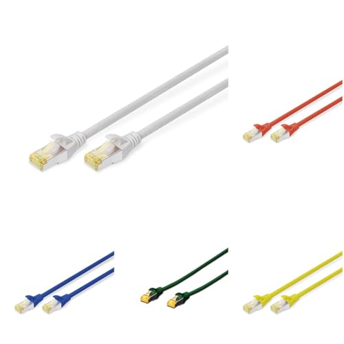 DIGITUS Set: Netzwerkkabel Cat 6A – 3m – 10 Stück – RJ45 Stecker – S/FTP Geschirmt – Ethernet Kabel, LAN Kabel – Kompatibel zu Cat 6 & Cat 7 – 2x Grau / 2x Rot / 2x Gelb / 2x Grün / 2x Blau von DIGITUS