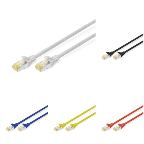 DIGITUS Set: Netzwerkkabel Cat 6A – 3m – 10 Stück – RJ45 Stecker – S/FTP Geschirmt – Ethernet Kabel, LAN Kabel – Kompatibel zu Cat 6 & Cat 7 – 2x Grau / 2x Schwarz / 2x Rot / 2x Gelb / 2x Blau von DIGITUS