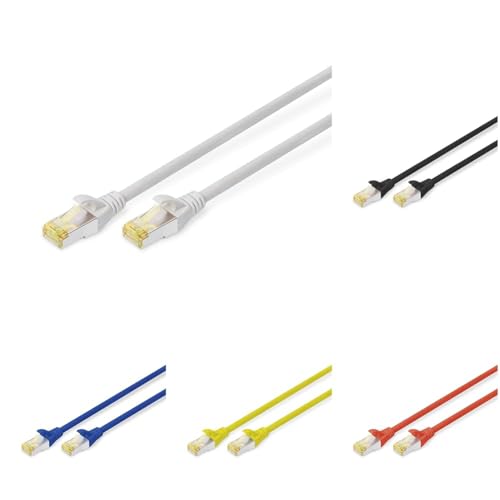 DIGITUS Set: Netzwerkkabel Cat 6A – 3m – 10 Stück – RJ45 Stecker – S/FTP Geschirmt – Ethernet Kabel, LAN Kabel – Kompatibel zu Cat 6 & Cat 7 – 2x Grau / 2x Schwarz / 2x Rot / 2x Gelb / 2x Blau DIGITUS Set: Netzwerkkabel Cat 6A – 3m – 10 Stück – RJ45 Stecker – S/FTP Geschirmt – Ethernet Kabel, LAN Kabel – Kompatibel zu Cat 6 & Cat 7 – 2x Grau / 2x Schwarz / 2x Rot / 2x Gelb / 2x Blau von DIGITUS