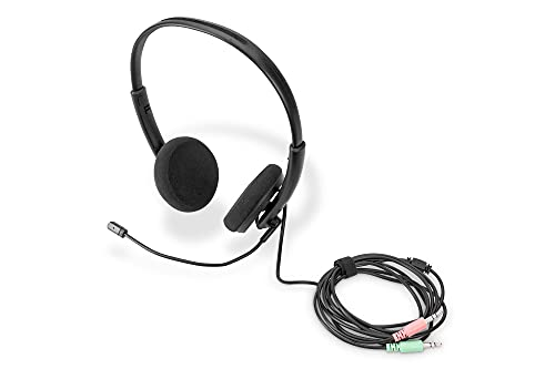 DIGITUS Stereo Office Kopfhörer, On Ear, Noise Reduction Kabel 1,95 m,Kontrolleinheit,2x3,5mm Stereobuchsen von DIGITUS