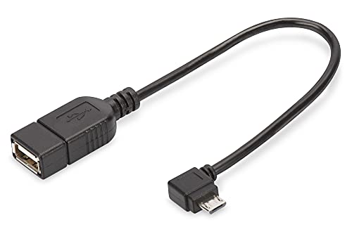 DIGITUS USB 2.0 Adapter-Kabel - 0.15 m - USB Micro B (St) zu USB A (Bu) - 480 Mbit/s - USB-Adapter - Schwarz von DIGITUS
