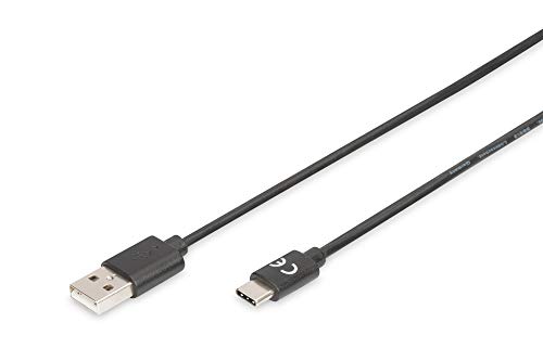 DIGITUS USB 2.0 Anschluss-Kabel - 1.8m - Verbindungskabel von USB Typ A auf USB Type-C - High-Speed 480 Mbit/s - Schwarz von DIGITUS
