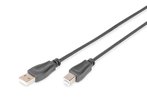 DIGITUS USB 2.0 Anschluss-Kabel - 5m - Verbindungs-Kabel von USB A auf USB B - High-Speed 480 MBit/s - Schwarz von DIGITUS