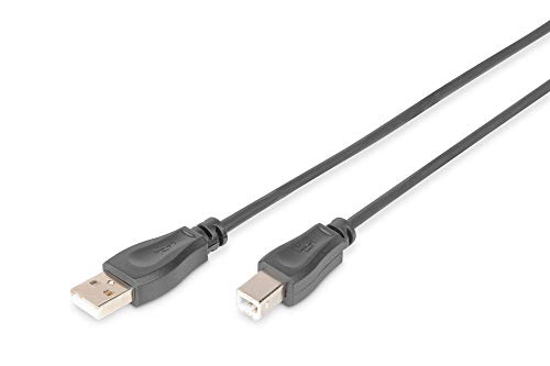 DIGITUS USB 2.0 Anschlusskabel - 1.0 m - USB A (St) zu USB B (St) - 480 Mbit/s - Verbindungskabel, USB-Kabel - Schwarz von DIGITUS