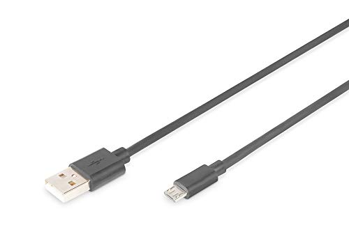 DIGITUS USB 2.0 Anschlusskabel - 1.0 m - USB A (St) zu USB Micro B (St) - 480 Mbit/s - Verbindungskabel - Polybag - Schwarz von DIGITUS