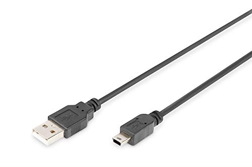 DIGITUS USB 2.0 Anschlusskabel - 1.0 m - USB A (St) zu USB Mini B (5 Pin) (St) - 480 Mbit/s - Blister - Schwarz von DIGITUS