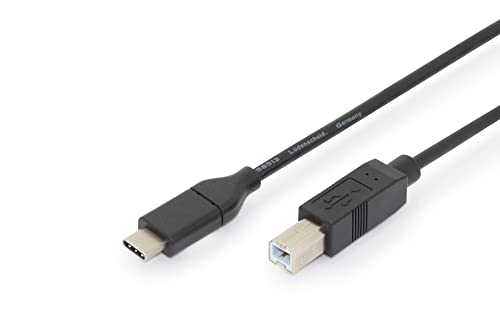 DIGITUS USB 2.0 Anschlusskabel - 1.8 m - USB C (St) zu USB B (St) - 480 Mbit/s - Typ-C Kabel, Verbindungskabel - Schwarz von DIGITUS