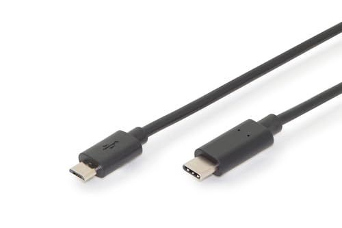 DIGITUS USB 2.0 Anschlusskabel - 1.8 m - USB C (St) zu USB Micro B (St) - 480 Mbit/s - Typ-C Kabel - Schwarz von DIGITUS