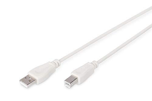 DIGITUS USB 2.0 Anschlusskabel - 3.0 m - USB A (St) zu USB B (St) - 480 Mbit/s - Verbindungskabel, USB-Kabel - Beige von DIGITUS