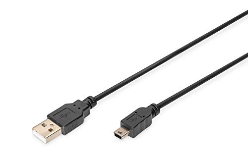 DIGITUS USB 2.0 Anschlusskabel für Personal Computer - 1.8 m - USB A (St) zu USB Mini B (5 Pin) (St) - 480 Mbit/s - Version 1 - Schwarz von DIGITUS