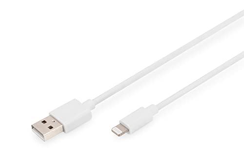 DIGITUS USB 2.0 Ladekabel - 1.0 m - USB A (St) zu Lightning (St) - 480 Mbit/s - Anschlusskabel - Blister - Weiß von DIGITUS