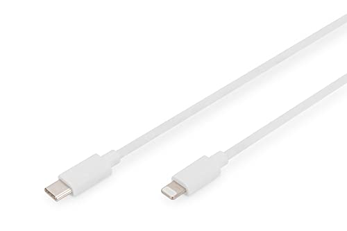 DIGITUS USB 2.0 Ladekabel - 1.0 m - USB C (St) zu Lightning (St) - 480 Mbit/s - Anschlusskabel - Blister - Weiß von DIGITUS