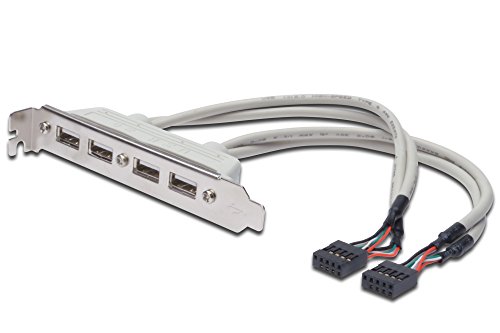 DIGITUS USB 2.0 Slotblech - 0.25 m - 2x IDC (10-Pin) (Bu) zu 4x USB A (Bu) - 480 Mbit/s - USB-Kompatibel - Beige von DIGITUS