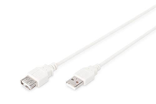 DIGITUS USB 2.0 Verlängerungskabel - 1.8 m - USB A (St) zu USB A (Bu) - 480 Mbit/s - Verbinsungskabel, USB-Kabel - Beige von DIGITUS