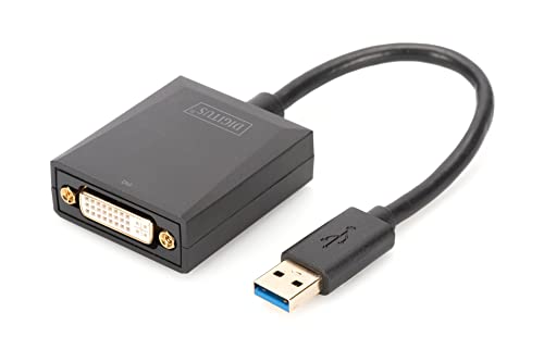 DIGITUS USB 3.0 Grafik Adapter, USB A zu DVI, Full HD, 1920x1080 Pixel, Kunststoff, Schwarz von DIGITUS