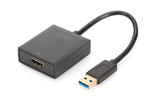 DIGITUS USB 3.0 Grafik Adapter, USB A zu HDMI Typ A, Full HD, 1920x1080 Pixel, Kunststoff, Schwarz von DIGITUS
