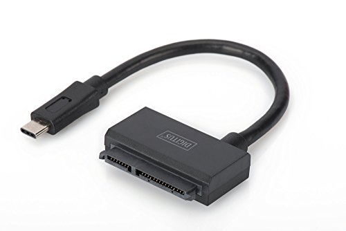 DIGITUS USB 3.1 Typ C (Gen 1) auf SATA 3 Adapterkabel für 2,5" SSDs/HDDs - bis zu 6 Gbit/s - bis zu 5 TB Speicherkapazität - unterstützt UASP - Plug&Play - Schwarz von DIGITUS
