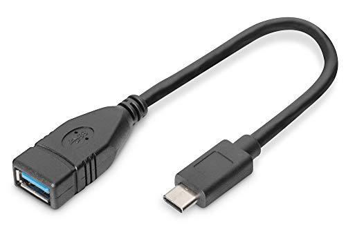 DIGITUS USB 3.2 Gen1 Adapter-Kabel - 0.15 m - USB C (St) zu USB A (Bu) - 5 Gbit/s - USB-Adapter - Schwarz von DIGITUS