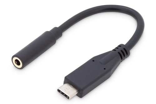 DIGITUS USB 3.2 Gen1 Adapter-Kabel - 0.2 m - USB C (St) zu 3.5 mm Klinke (Bu) - 5 Gbit/s - USB-Adapter - Schwarz von DIGITUS