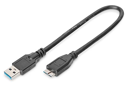 DIGITUS USB 3.2 Gen1 Anschlusskabel - 0.25 m - USB A (St) zu USB Micro B (St) - 5 Gbit/s - Verbindungskabel - Schwarz von DIGITUS