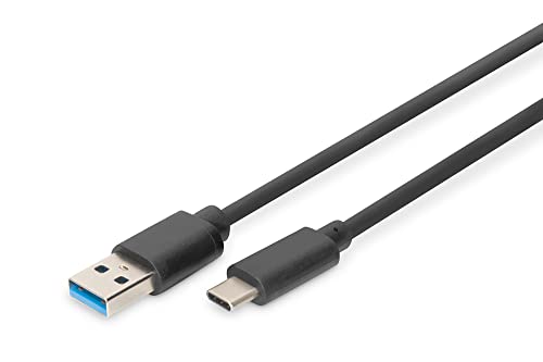 DIGITUS USB 3.2 Gen1 Anschlusskabel - 1.0 m - USB A (St) zu USB C (St) - 5 Gbit/s - Verbindungskabel - Blister - Schwarz von DIGITUS