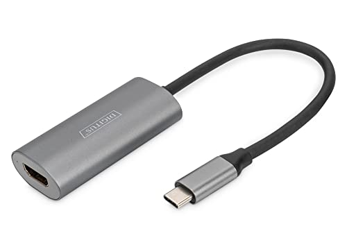 DIGITUS USB-C - HDMI Adapter, 20 cm 8K/60Hz, Silber, Aluminium Gehäuse von DIGITUS