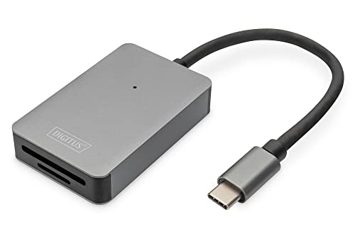 DIGITUS USB-C Kartenleser, 2 Anschlüsse UHS-II SD4.0, TF4.0, 300Mb/s von DIGITUS