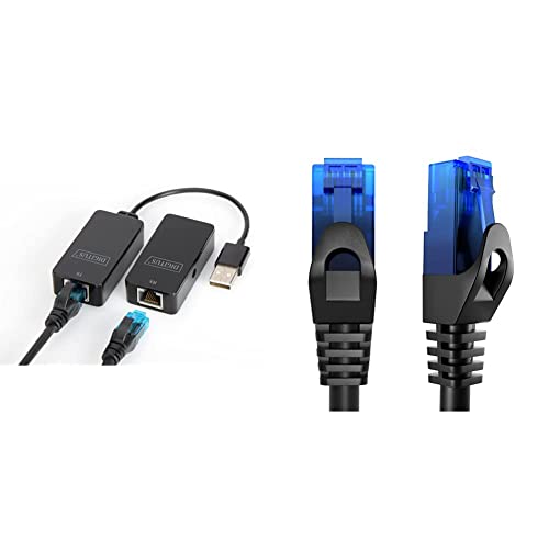 DIGITUS USB-Extender - Reichweite 50 m - USB 2.0 - UTP, STP & S-FTP Netzwerk-Kabel ab Cat-5 - Plug & Play - Schwarz & KabelDirekt – 20m – Netzwerkkabel, Ethernet, LAN & Patch Kabel von DIGITUS