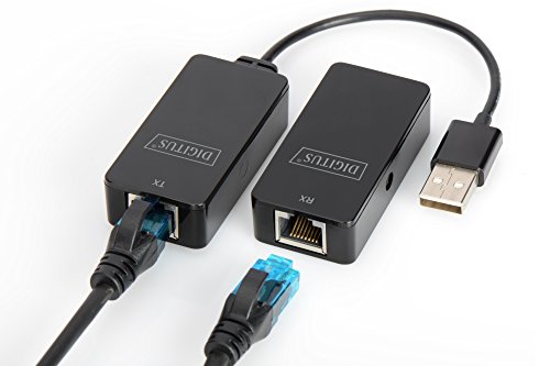 DIGITUS USB-Extender - Reichweite 50 m - USB 2.0 - UTP, STP & S-FTP Netzwerk-Kabel ab Cat-5 - Plug & Play - Schwarz von DIGITUS