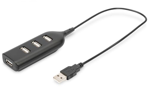 DIGITUS USB-Hub - 4 Ports - High-Speed USB 2.0 - 480 MBit/s - Stromversorgung per USB - Schwarz von DIGITUS