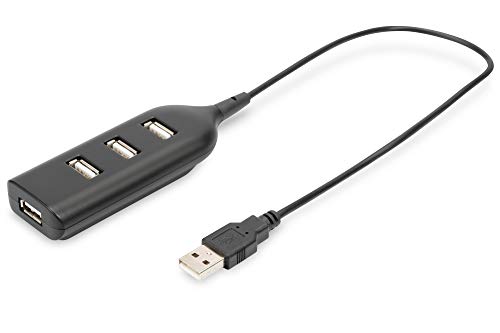 DIGITUS USB-Hub - 4 Ports - High-Speed USB 2.0 - 480 MBit/s - Stromversorgung per USB - Schwarz von DIGITUS