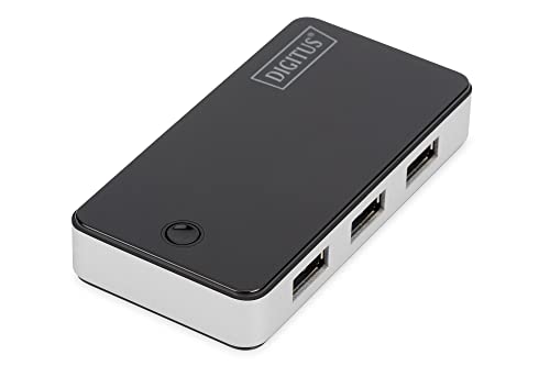 DIGITUS USB-Hub - 4 Ports - Super-Speed USB 3.0 - 5 GBit/s - Plug&Play - Anschluss-Kabel 66 cm - Schwarz von DIGITUS