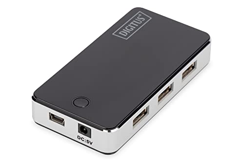 DIGITUS USB-Hub - 7 Ports - High-Speed USB 2.0 - 480 MBit/s - Plug&Play - Anschluss-Kabel 66 cm - Schwarz von DIGITUS