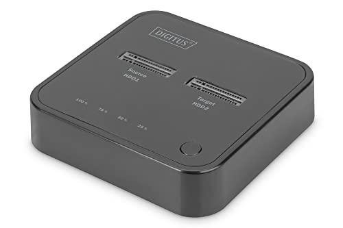DIGITUS Duale M.2 NVMe SSD-Dockingstation - USB Typ-C 3.1 - M.2-Modultyp 22110, 2280, 2260, 2242 - M/B+M-Key - Offline Klonfunktion - 10 Gbit/s - bis zu 4 TB - Schwarz von DIGITUS