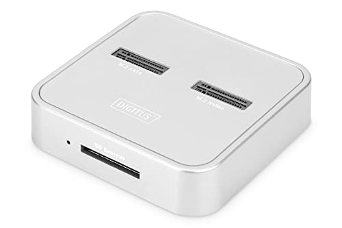 DIGITUS USB Typ-C 3.1 Duale M.2 NVMe & mSATA-SSD-Dockingstation - M.2-Modultyp 22110, 2280, 2260, 2242 - M/B+M-Key - SD-Express-Kartenleser - 10 Gbit/s - bis zu 2x 4 TB - Weiß von DIGITUS