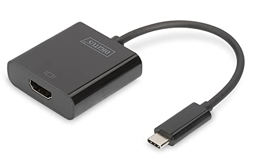 DIGITUS USB Typ-C Grafik Adapter, USB Type-C zu HDMI Typ A, 4K Ultra HD 30Hz, Kunststoff, Schwarz von DIGITUS