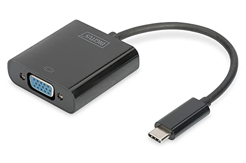 DIGITUS USB Typ-C Grafik Adapter, USB Type-C zu VGA, Full HD 60Hz, 1920x1080 Pixel, Kunststoff, Schwarz von DIGITUS