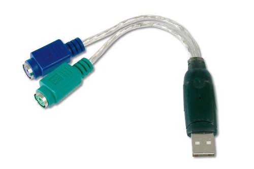 DIGITUS USB zu PS/2 Adapter - Maus & Tastaur Adapter - USB Typ-A Stecker zu 2x Mini-Din 6 Buchse - Win 10 - Plug & Play von DIGITUS