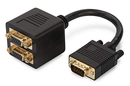 DIGITUS VGA Grafik Adapter, VGA zu 2x VGA, Full HD 24Hz, 1920 x 1080 Pixel, Schwarz von DIGITUS