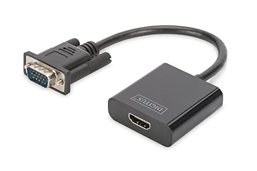 DIGITUS VGA Grafik Audio Adapter, VGA + 3.5mm Klinke zu HDMI, Full HD 60Hz, 1920 x 1080 Pixel, Schwarz von DIGITUS